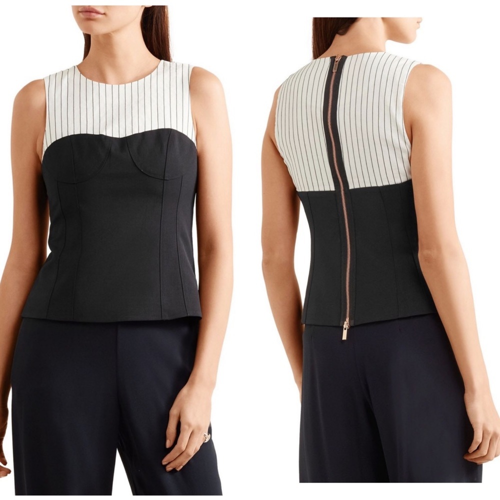 Tibi Sleeveless Pinstripe Corset Shell Top